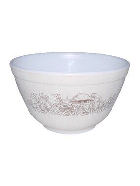Pyrex beige mushroom pattern 750ml 3 cup small mixing bowl oven & microwave safe